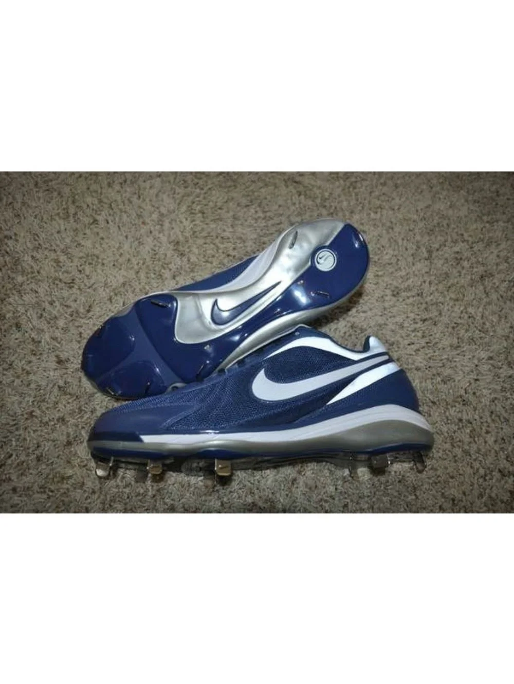 Nike Baseball Cleats 13.5 Mens Air Blue Zoom Coop Low Metal Fx Leather Shoes